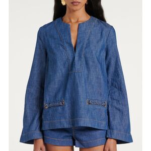 Zimmermann Wylie Denim Tunic Size 2 Railway Blue Cotton Top